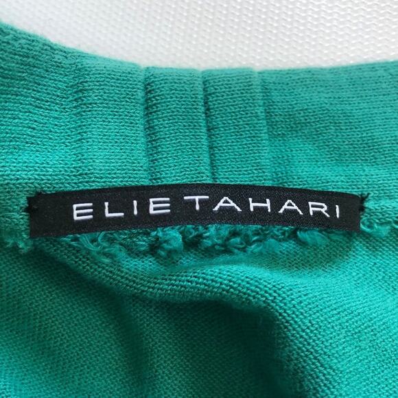 Tahari Turquoise Snap Up Cotton Cardigan Sweater Blouse - Large - Picture 8 of 10